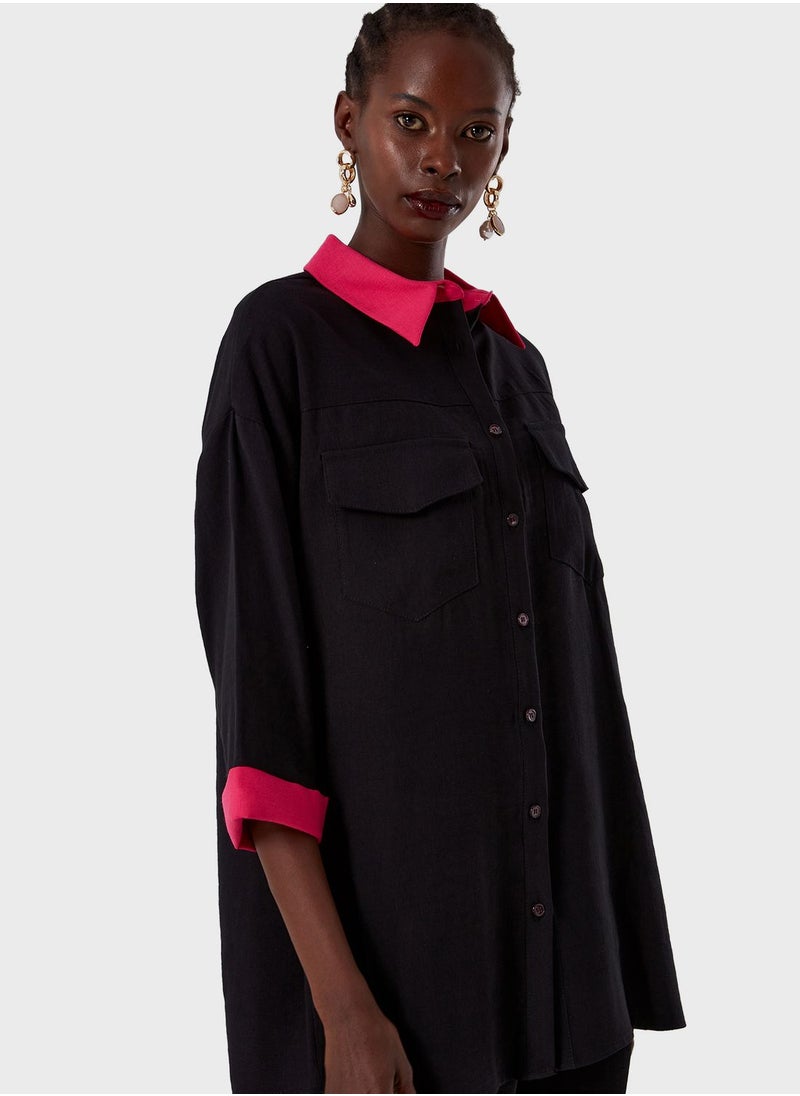 MIZALLE - Pocket Color Block Detail Tunic - Image 1