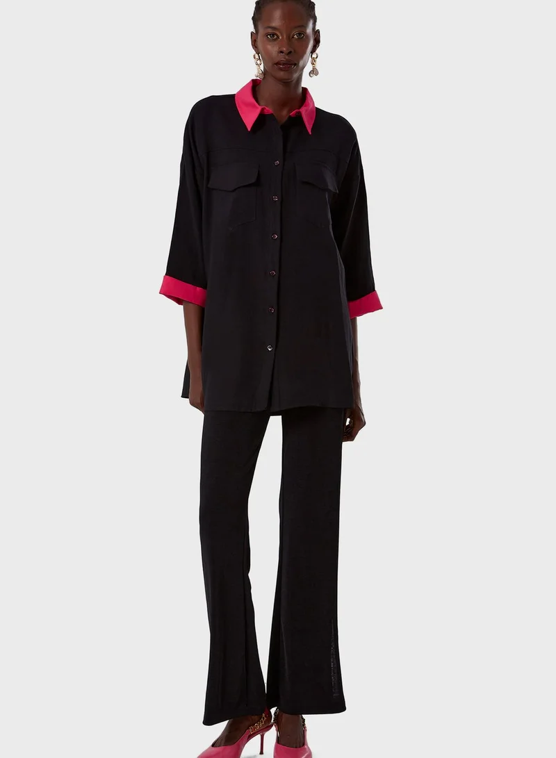 MIZALLE Pocket Color Block Detail Tunic