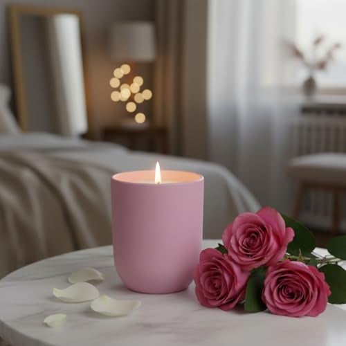 Aura Decor Rose Amour Scented Candle | Luxury Rose Fragrance Candle with Bulgarian Rose, Vanilla & Cashmere Woods | Premium Glass Jar Aromatherapy Candle for Home Décor, Bedroom, Romance & Gifting - Image 2