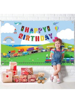 Tatuo Transportation Birthday Party Supplies Decorations Traffic Backdrop Background Banner For Boys Girls Birthday Party Favor Car Bus Train Plane Ship Automobile Theme Party Photo Booth Cake Table Decor  - Image 5