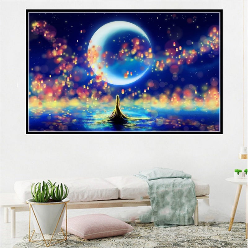 لوحة الماس DIY 5D W037 الجمال والسماء 40×30 - فخار بلورات الكريستال بالتنقيب الكامل فنون والحرف اليدوية لزينة جدار المنزل - Image 1
