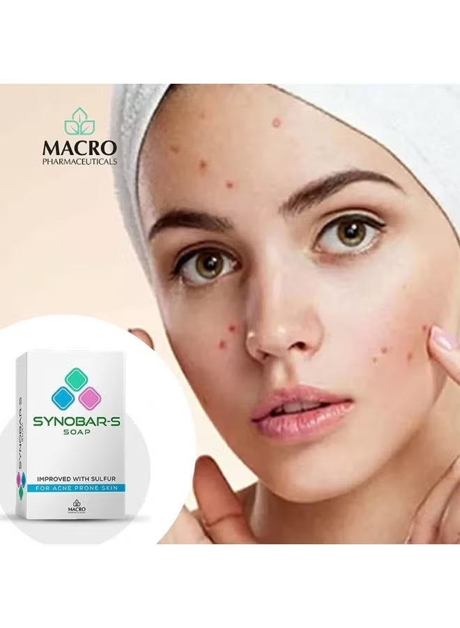 Macro Synobar-S Soap For Acne Prone Skin (Improved Cleansing Soap) - 100gm - Image 3