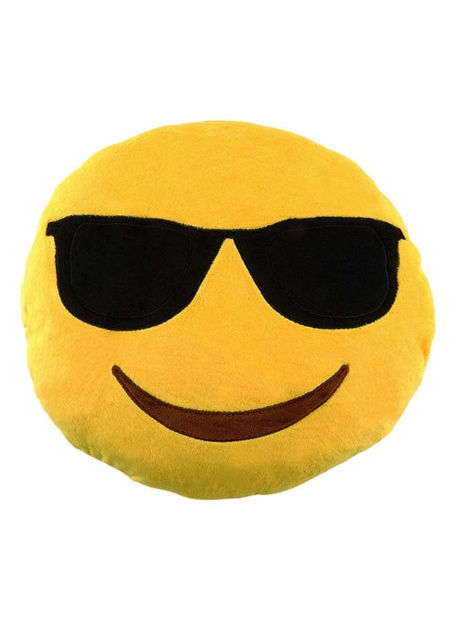 Alyashmac Emoji Smiley Emoticon I Am Cool Round Cushion Pillow Polyester Yellow 31x31x7cm - Image 1