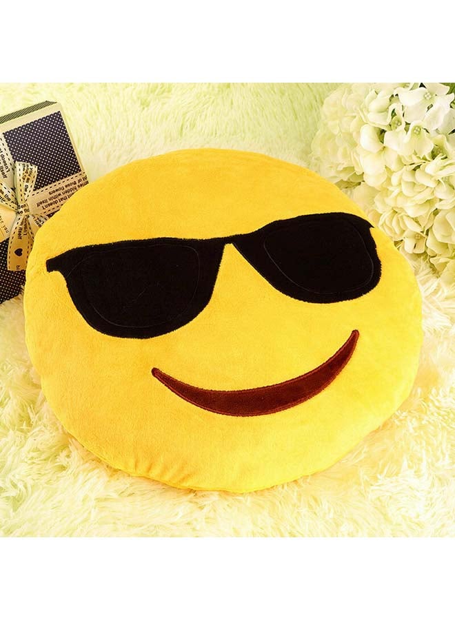 Alyashmac Emoji Smiley Emoticon I Am Cool Round Cushion Pillow Polyester Yellow 31x31x7cm - Image 4