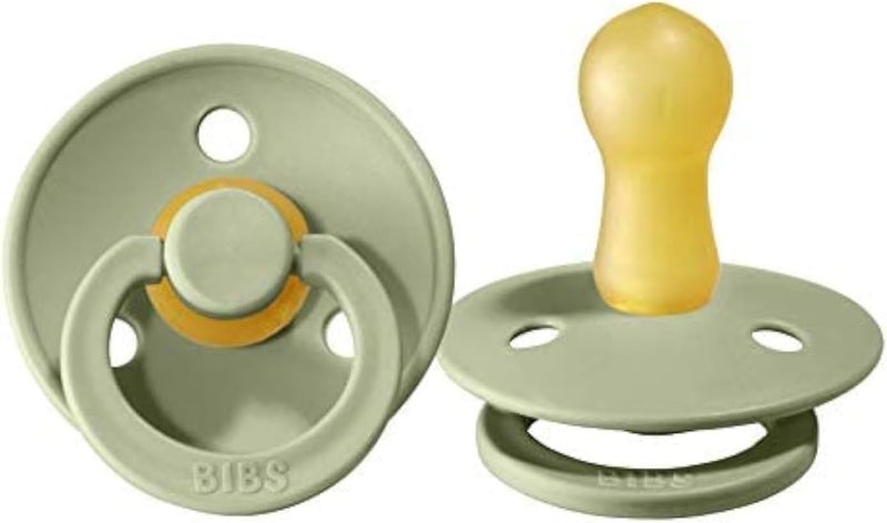 BIBS Pacifiers Colour Collection - Natural Rubber Baby Pacifier Set of 2 BPA-Free Soothers for 18+ Months - Sage - Image 1