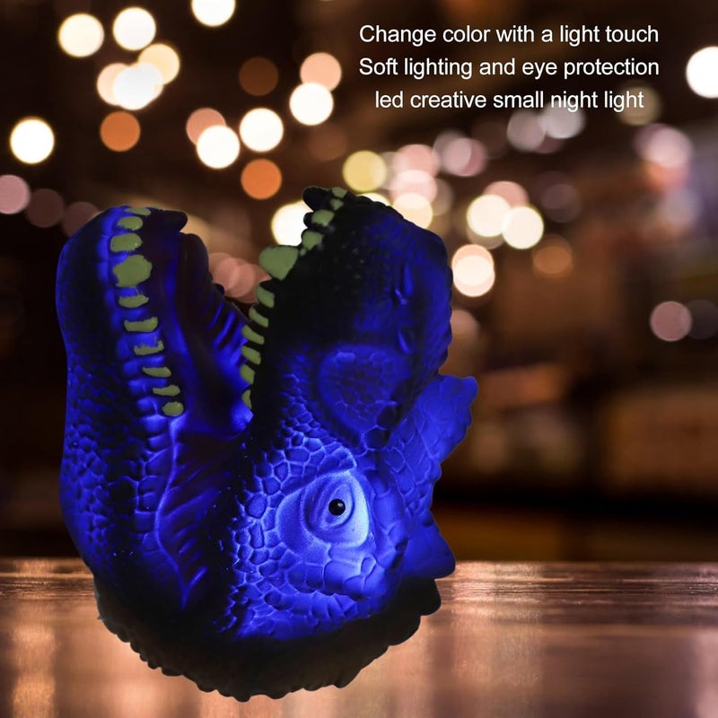 Dinosaur Night Light for Kids, Color Changing LED Bedside Lamp, Touch Switch Nursery Lamp with 7 Colors, Anti Slip Base and Wall Mount, Safe Glycine Material for Boys Girls Room De (Type 1 - Image 3