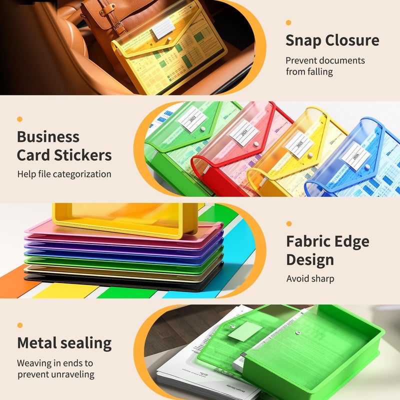 2 Pack Plastic Expanding File Folder, Fit Letter/A4 Size, Yellow | Transparent Envelopes with Snap Closure, No Dividers, Large Capacity, File Folders for School/Office/Home/Hospital - Image 4
