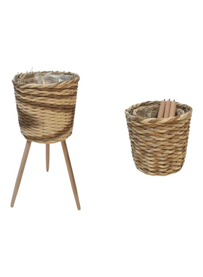 Generic Straw container set, 3 pieces, beige 