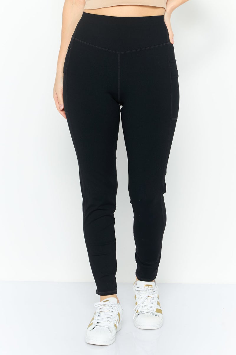 SKECHERS  leggings رياضية نسائية مناسبة للتدريب، سوداء - Image 1