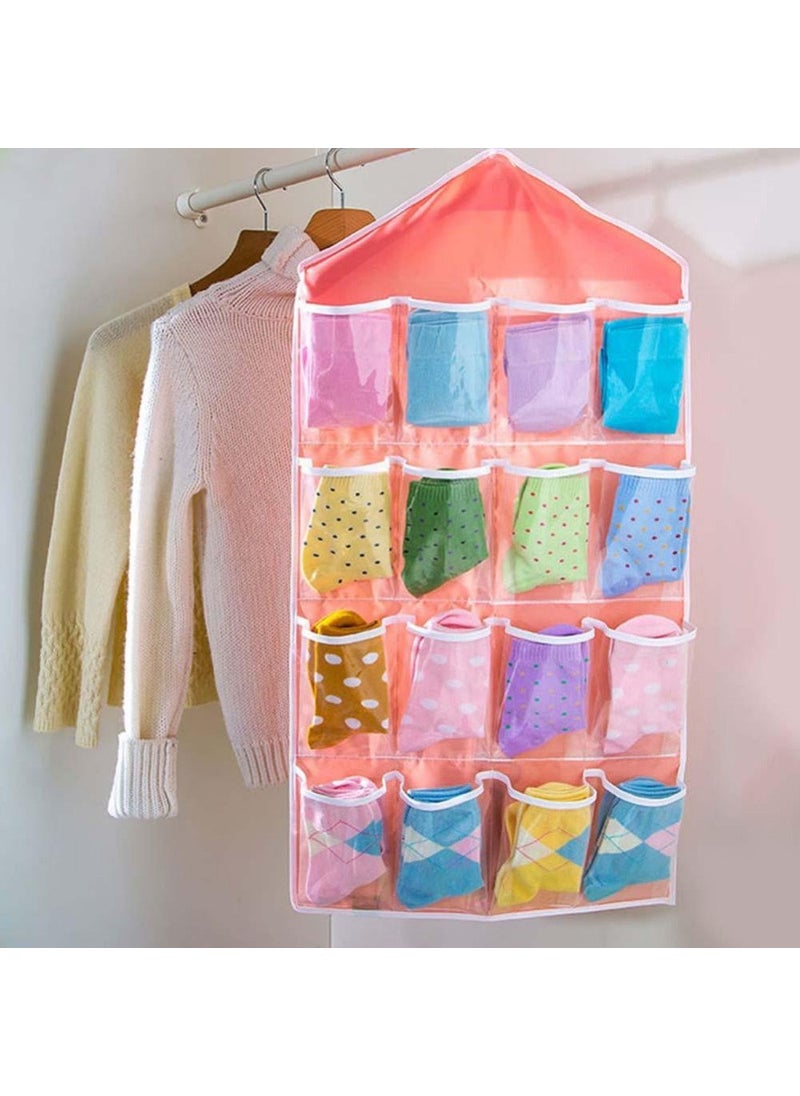 svk dream SVK Dream Fabric 16 Pockets Rack Storage Closet Wardrobe with Hanging Shelf for Clothes 76x4x6cm  - Image 1