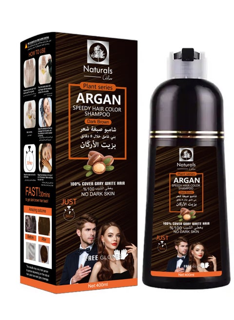 Dark brown hair dye shampoo with argan oil for hair from Natural400ml