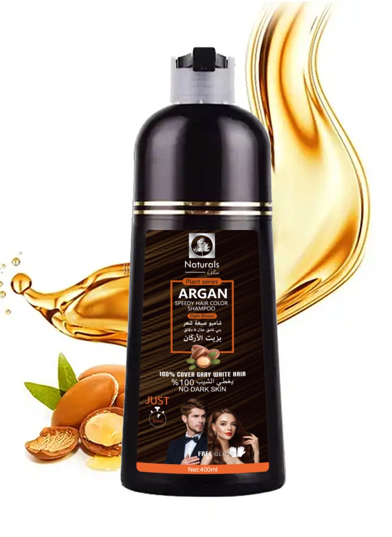 NATURALS Dark brown hair dye shampoo with argan oil for hair from Natural400ml  - Image 2