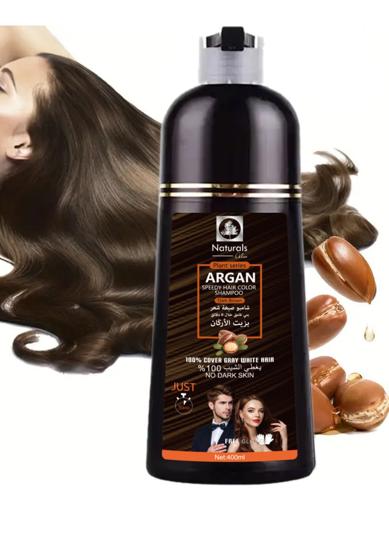 NATURALS Dark brown hair dye shampoo with argan oil for hair from Natural400ml  - Image 3
