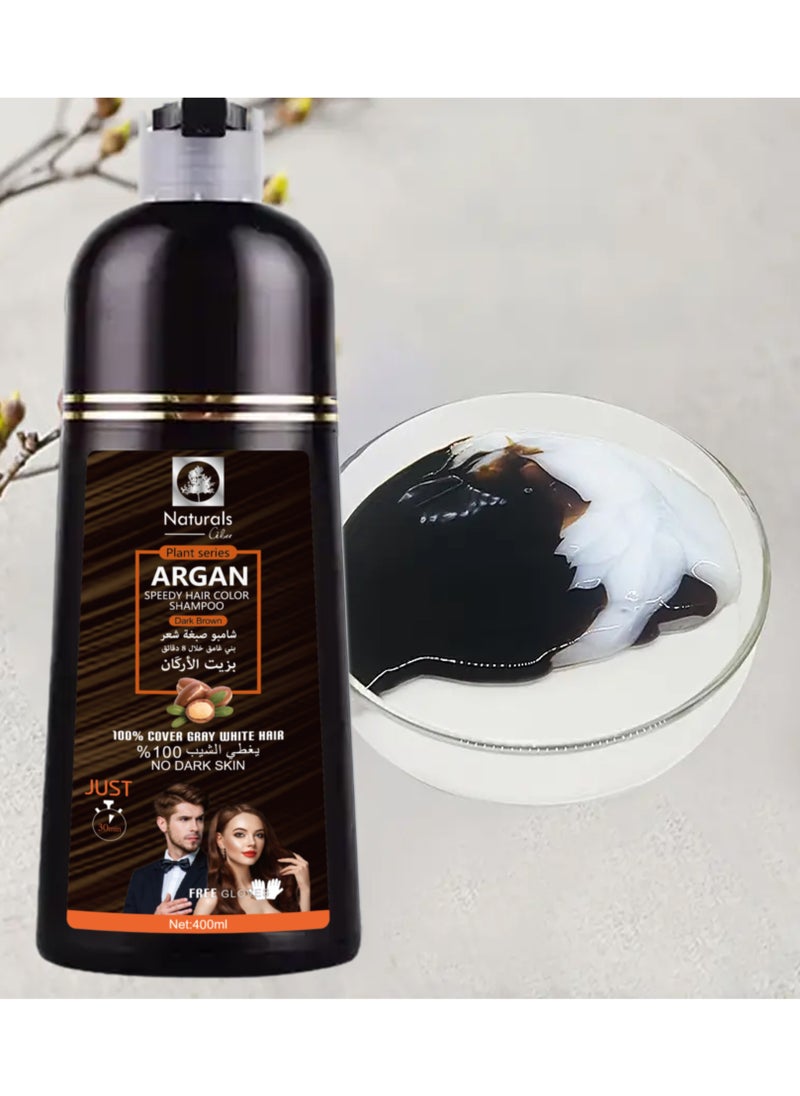NATURALS Dark brown hair dye shampoo with argan oil for hair from Natural400ml  - Image 5