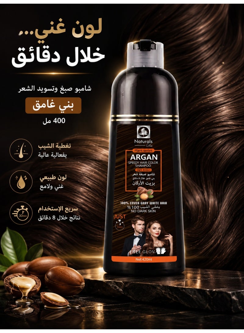 ناتشورالز شامبو صبغة الشعر بني غامق بزيت الارجان للشعر من ناتشورلز 400مل - Image 2