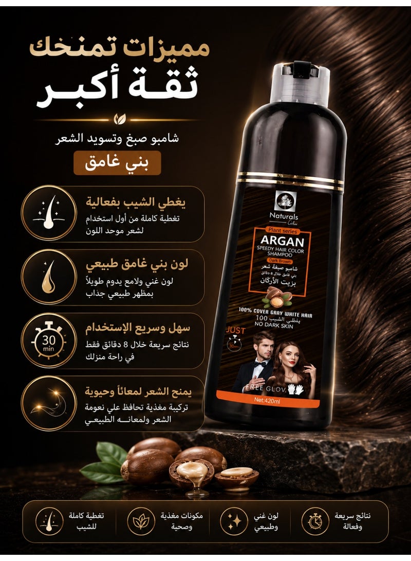 ناتشورالز شامبو صبغة الشعر بني غامق بزيت الارجان للشعر من ناتشورلز 400مل - Image 3
