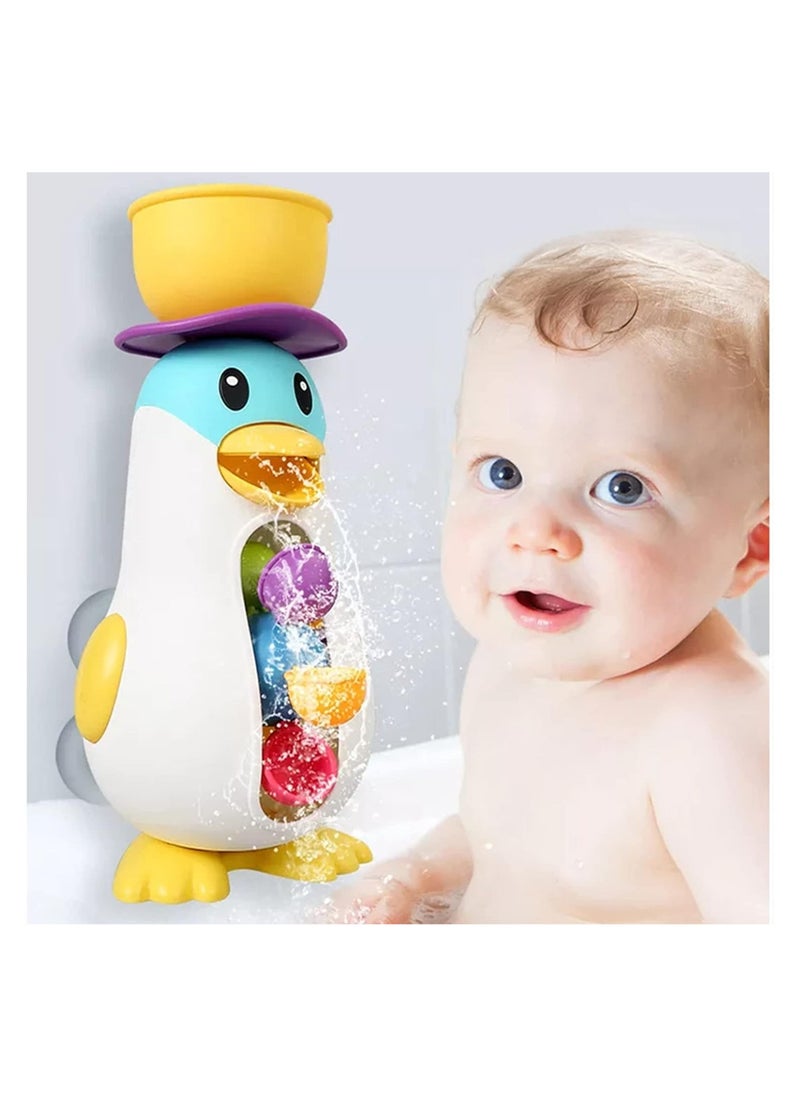 YelaJoy Bathtub Toys for Toddlers Kids 1 2 3 4,Ducky Penguin Waterwheel Bath Toys for Boys Girls Preschool,Parent Child Bath Toy Bathroom Water Scoop Bath Toys Idea Gifts (Penguin Waterwheel Bath Toys)  - Image 2