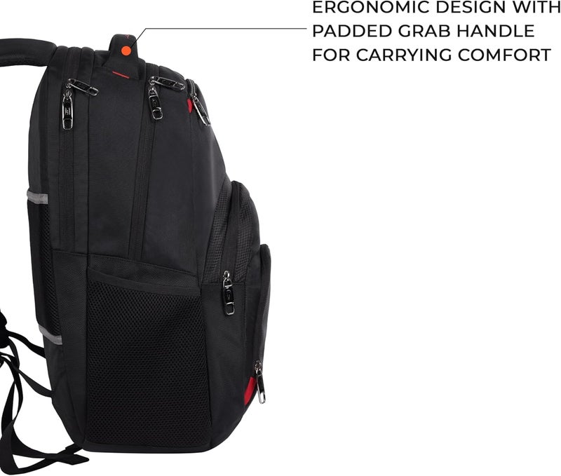 جير حقيبة ظهر لابتوب تجارية كبيرة مقاومة للماء 35 لتر للرجال/النساء (أسود) - Gear Climber - Image 5