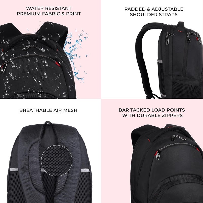 جير حقيبة ظهر لابتوب تجارية كبيرة مقاومة للماء 35 لتر للرجال/النساء (أسود) - Gear Climber - Image 4