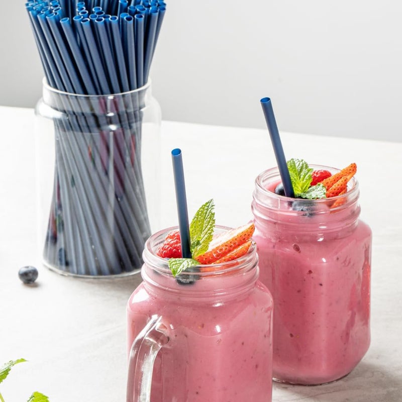 RestaurantwareBasic Nature 83 Inch Disposable Straws 100 Sustainable Straws  Sturdy Wont Alter Flavors Midnight Blue PLAPBAT Straws For Hot And Cold Drinks - Image 4