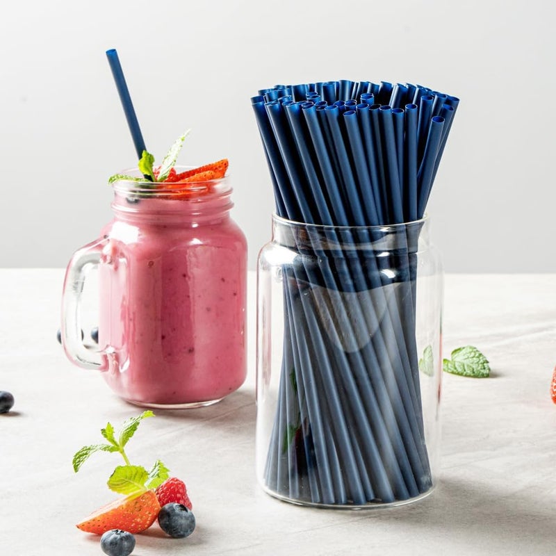 RestaurantwareBasic Nature 83 Inch Disposable Straws 100 Sustainable Straws  Sturdy Wont Alter Flavors Midnight Blue PLAPBAT Straws For Hot And Cold Drinks - Image 3