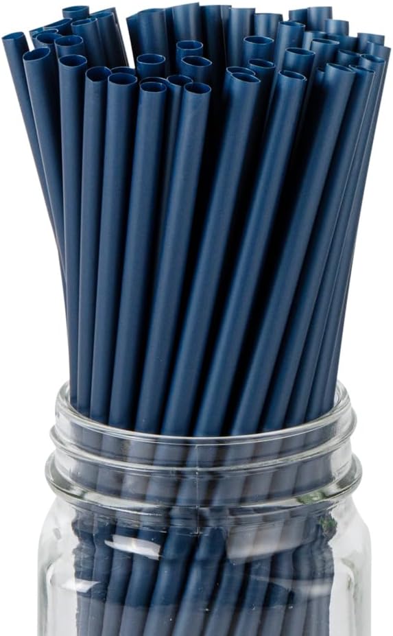 RestaurantwareBasic Nature 83 Inch Disposable Straws 100 Sustainable Straws  Sturdy Wont Alter Flavors Midnight Blue PLAPBAT Straws For Hot And Cold Drinks - Image 1