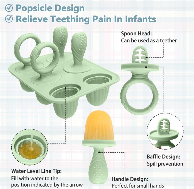 mislili Silicone Toddlers Popsicle Molds with Sticks, 2Packs Mini Popsicles Molds for Baby Breastmilk Popsicle Molds for Teething Relief, Frozen Treats Maker Popsicle Maker Ice Pop Mold for Babies Kids - Image 4