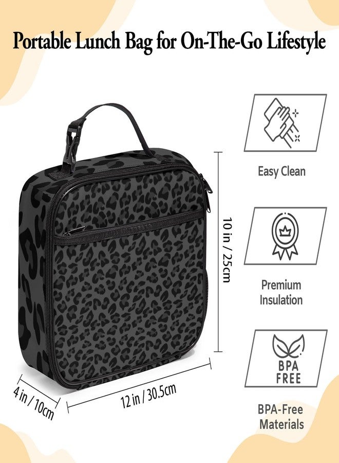 WOBAGMEN Large Lunch Bag with Handle, Insulated Lunch bag for Women Girls Boys, Leakproof Waterproof Lunch Tote for School Work Picnic (Black Leopard) - Image 5