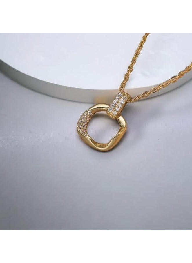 بونكا قلادة نسائية انيقة بتصميم عصري مع دلاية متنوعة من بونكا  سلسلة ناعمة ذهبي - Image 2