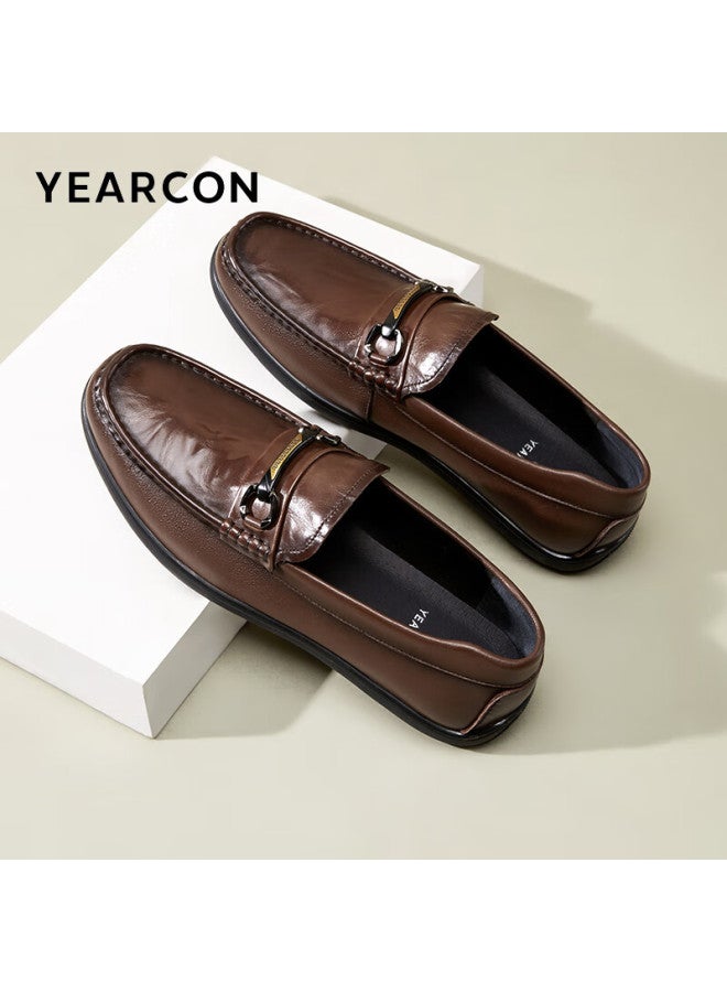 YEARCON Yierkang Men's Slip-on Business Casual Shoes, British-style Loafers, Lazy Single Shoes, 81760w, Brown, Size 41 - Image 3