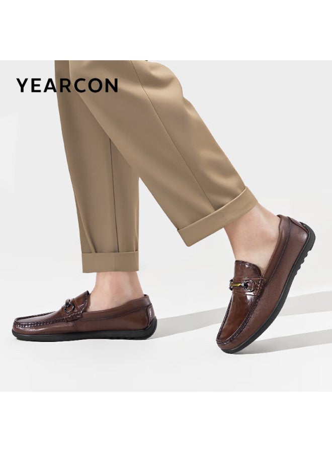 YEARCON Yierkang Men's Slip-on Business Casual Shoes, British-style Loafers, Lazy Single Shoes, 81760w, Brown, Size 41 - Image 5