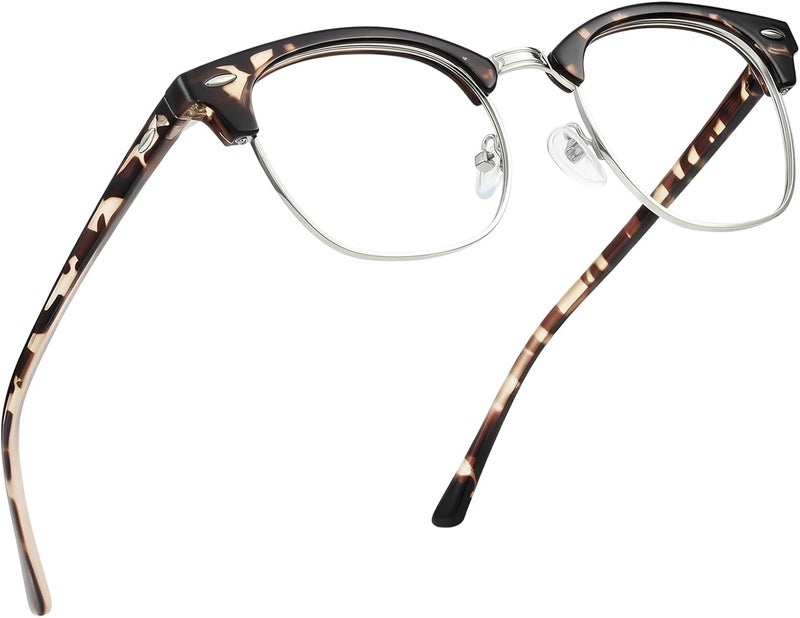 AOMASTE Store Blue Light Blocking Glasses Vintage Half Frame UV Clear Lens Anti Eyestrain Computer Gaming Glasses for Women Men - Image 1