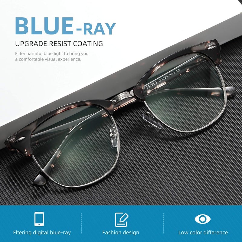 AOMASTE Store Blue Light Blocking Glasses Vintage Half Frame UV Clear Lens Anti Eyestrain Computer Gaming Glasses for Women Men - Image 2