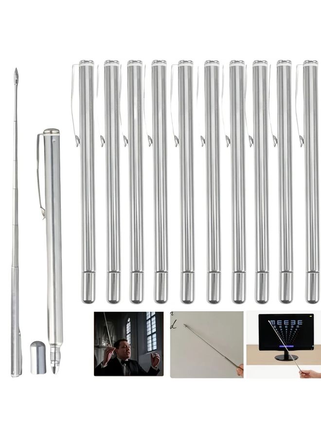 4pcs Telescopic Teaching Pointer Retractable Ballpoint Pen Stainless Steel Presentation Stick - Image 1