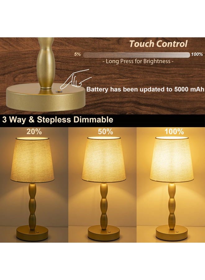 CASTLELIFE Portable Cordless Table Lamp,Touch Desk Lamp Rechargeable Battery Powered, 3-Level Brightness Stepless Dimmable Bedside Night Lamp,for Bedroom/Restaurant/Bars/Outdoor, Bulb Included,Gold - Image 2