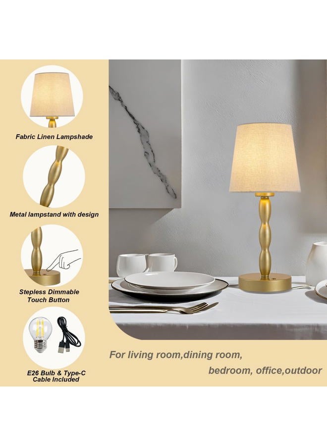 CASTLELIFE Portable Cordless Table Lamp,Touch Desk Lamp Rechargeable Battery Powered, 3-Level Brightness Stepless Dimmable Bedside Night Lamp,for Bedroom/Restaurant/Bars/Outdoor, Bulb Included,Gold - Image 4