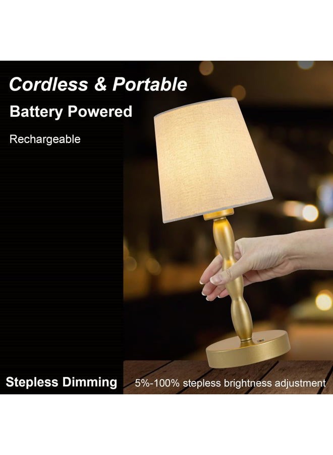 CASTLELIFE Portable Cordless Table Lamp,Touch Desk Lamp Rechargeable Battery Powered, 3-Level Brightness Stepless Dimmable Bedside Night Lamp,for Bedroom/Restaurant/Bars/Outdoor, Bulb Included,Gold - Image 3