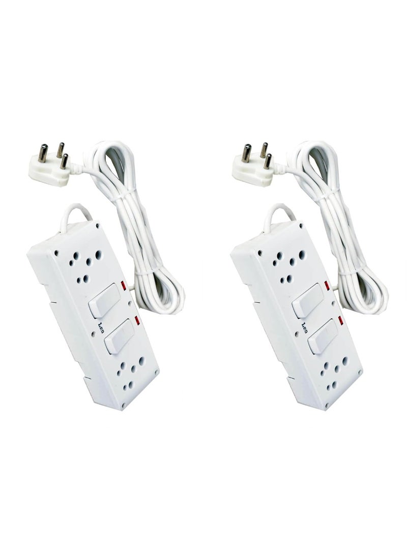 PRAKASH PRAKASH Leo 16 Amp Socket Extension Board with 4.5 m Cord – Independent Switches, & 2 Plugs for Versatile Appliance Support (16 amp 2 Switchs, Pack of 2) 