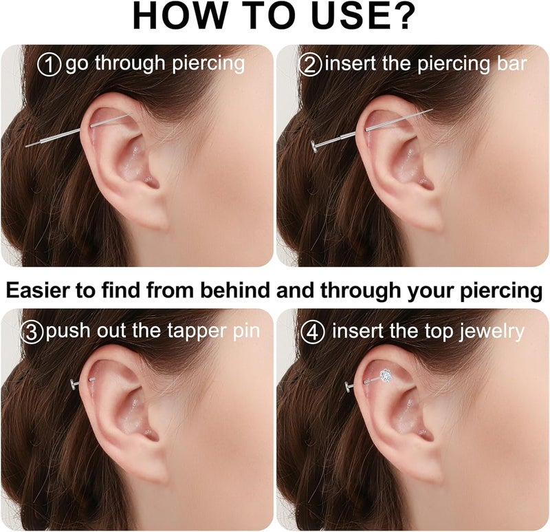 Gotumo 20G Flat Back Earrings Studs - G23 Titanium Body Piercing Jewelry for Men and Women - Image 3