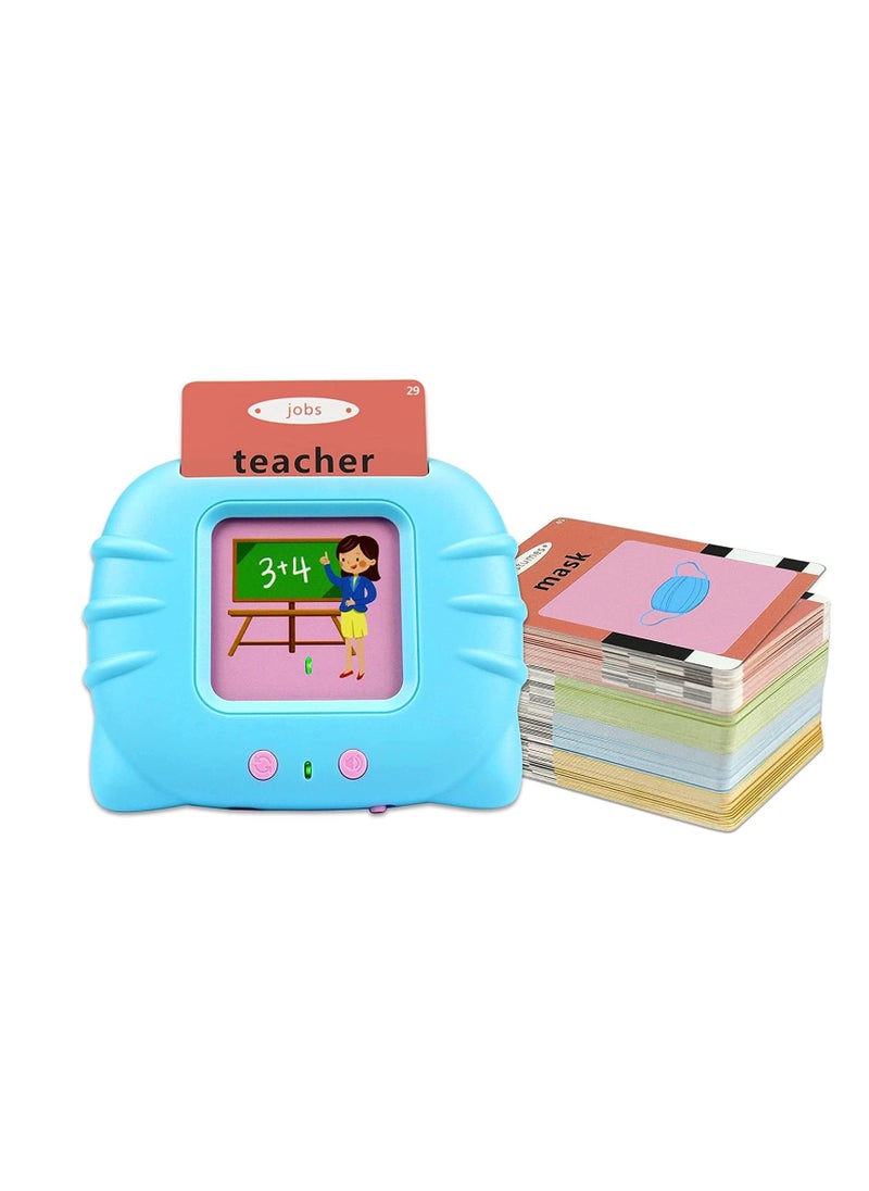 Generic Educational Toys for 2 3 4 Years Old 112 Talking Baby Flash Cards,Boys 2-6 Years 224 Words Audible Baby Speech Therapy Toys Autism Toys for Girls Birthday Gifts for Kids (Blue_112 Cards(224 Words))  - Image 1