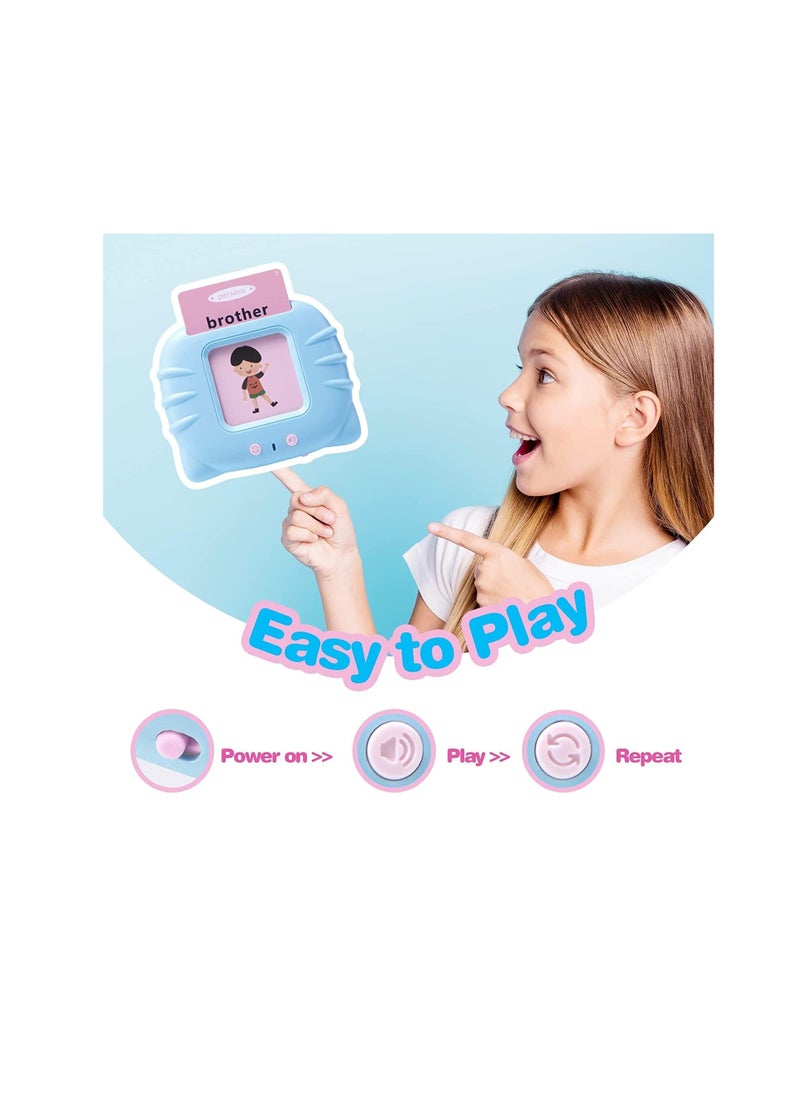 Generic Educational Toys for 2 3 4 Years Old 112 Talking Baby Flash Cards,Boys 2-6 Years 224 Words Audible Baby Speech Therapy Toys Autism Toys for Girls Birthday Gifts for Kids (Blue_112 Cards(224 Words))  - Image 2