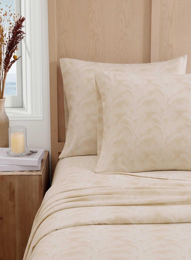 Tommy Bahama - King Sheet Set, Long-Staple Cotton w/a Naturally Smooth Lightweight Feel - Matching Pillowcases & Deep Pocket Fitted Sheet (All Over Palms Beige) - Image 2