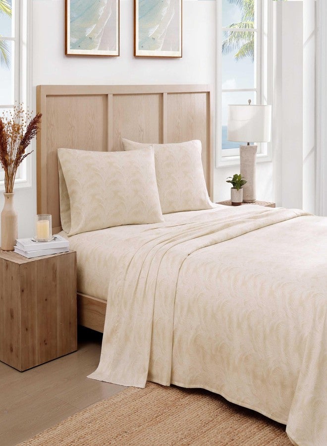 Tommy Bahama - King Sheet Set, Long-Staple Cotton w/a Naturally Smooth Lightweight Feel - Matching Pillowcases & Deep Pocket Fitted Sheet (All Over Palms Beige) - Image 1