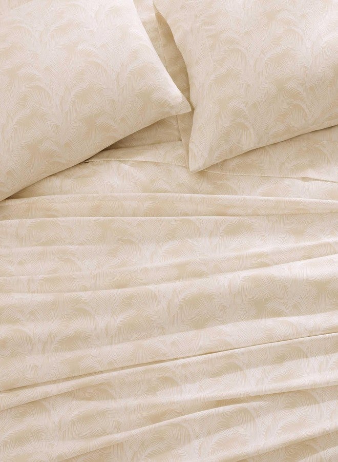 Tommy Bahama - King Sheet Set, Long-Staple Cotton w/a Naturally Smooth Lightweight Feel - Matching Pillowcases & Deep Pocket Fitted Sheet (All Over Palms Beige) - Image 3