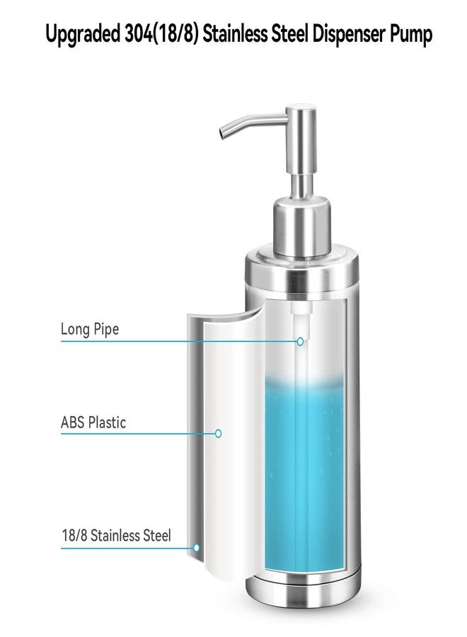 Tiilan Countertop Hand Soap Dispenser, Refillable Stainless Steel Soap Pump Bottle for Bathroom & Kitchen, Free Standing - 300ml, Brushed Nickel - Image 4