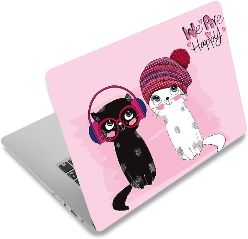 Laptop Skin Sticker Decal,12" 13" 13.3" 14" 15" 15.4" 15.6 inch Laptop Skin Sticker Cover Art Decal Protector Notebook PC (Black Cat and White Cat)