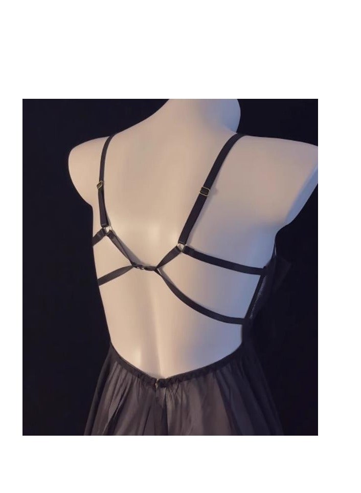 Lace Mesh Suspender Bow Pajama Nightgown (Including Lace Eye Mask) - Image 2