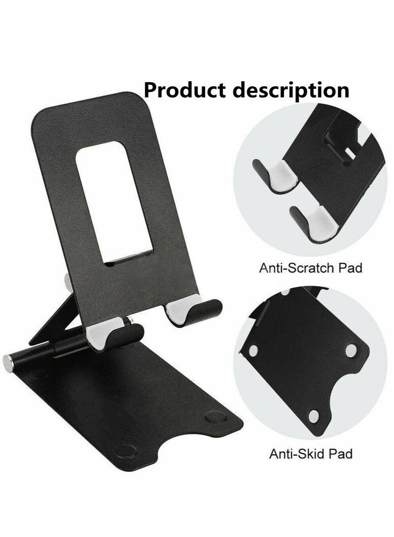 Foldable Phone Holder for Desk Adjustable Phone Stand Durable Metal Mobile Stand with Anti-slip Design Portable Mobile Holder for iPhone 16/15/14/13/12/11 Samsung Huawei Xiaomi OPPO and More Black  - Image 4