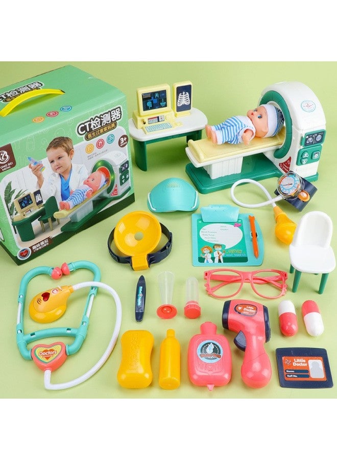 Women's Doctor Toy Set Nurse Medical Box Children's Play House Injection Baby Tool Kit-Color:CT Detector Scanner 20-piece Set  - Image 1