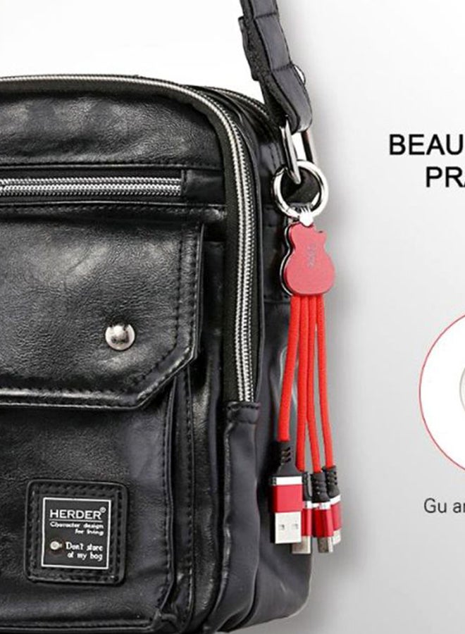 3-In-1 Data Sync And Charging Cable Red/Black/Silver - Image 2